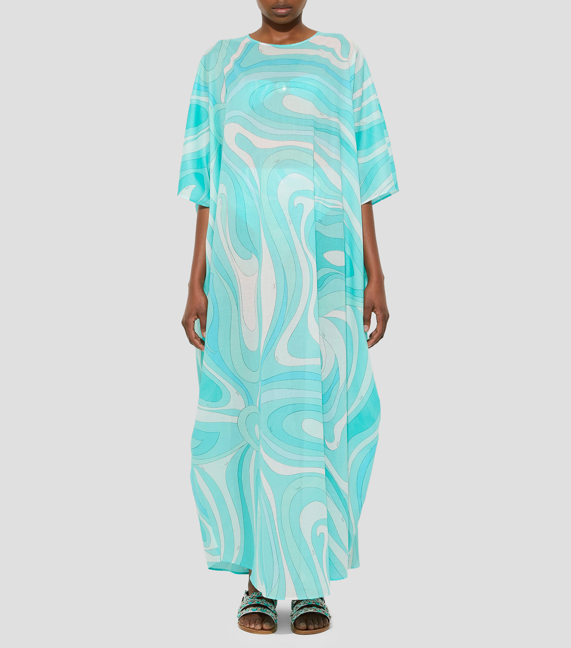 Kaftan estampado con manga corta Mujer